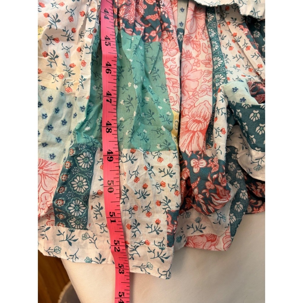 New Simply Southern Patchwork Tiered Maxi Dress Pink Teal Floral Large cottage - Picture 14 of 14
